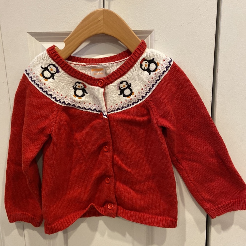 Gymboree Winter Penguin Red Cardigan